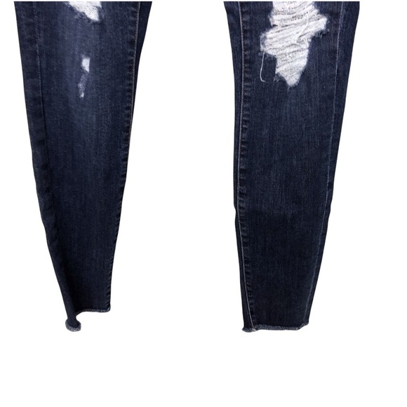 Good American Good Legs Jeans Raw Edge Distressed Size 24 Dark Wash - Picture 3 of 5